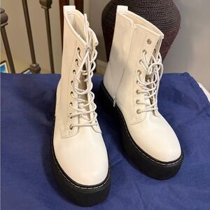 Steve Madden White Combat Boots